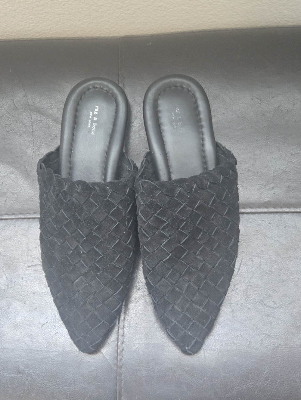 rag & bone Black Woven Pointed-Toe Mule